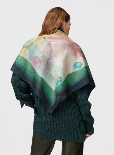 Retori Printed Foulard Multicolor - Accessories - Luxury Scarves & Shawls for Women - Back