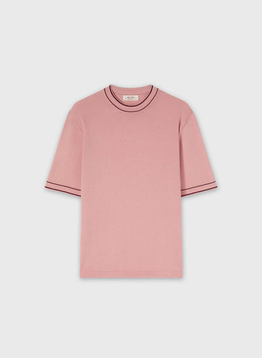 T-SHIRT IN MAGLIA RASATA CON DETTAGLIO RIGA A CONTRASTO