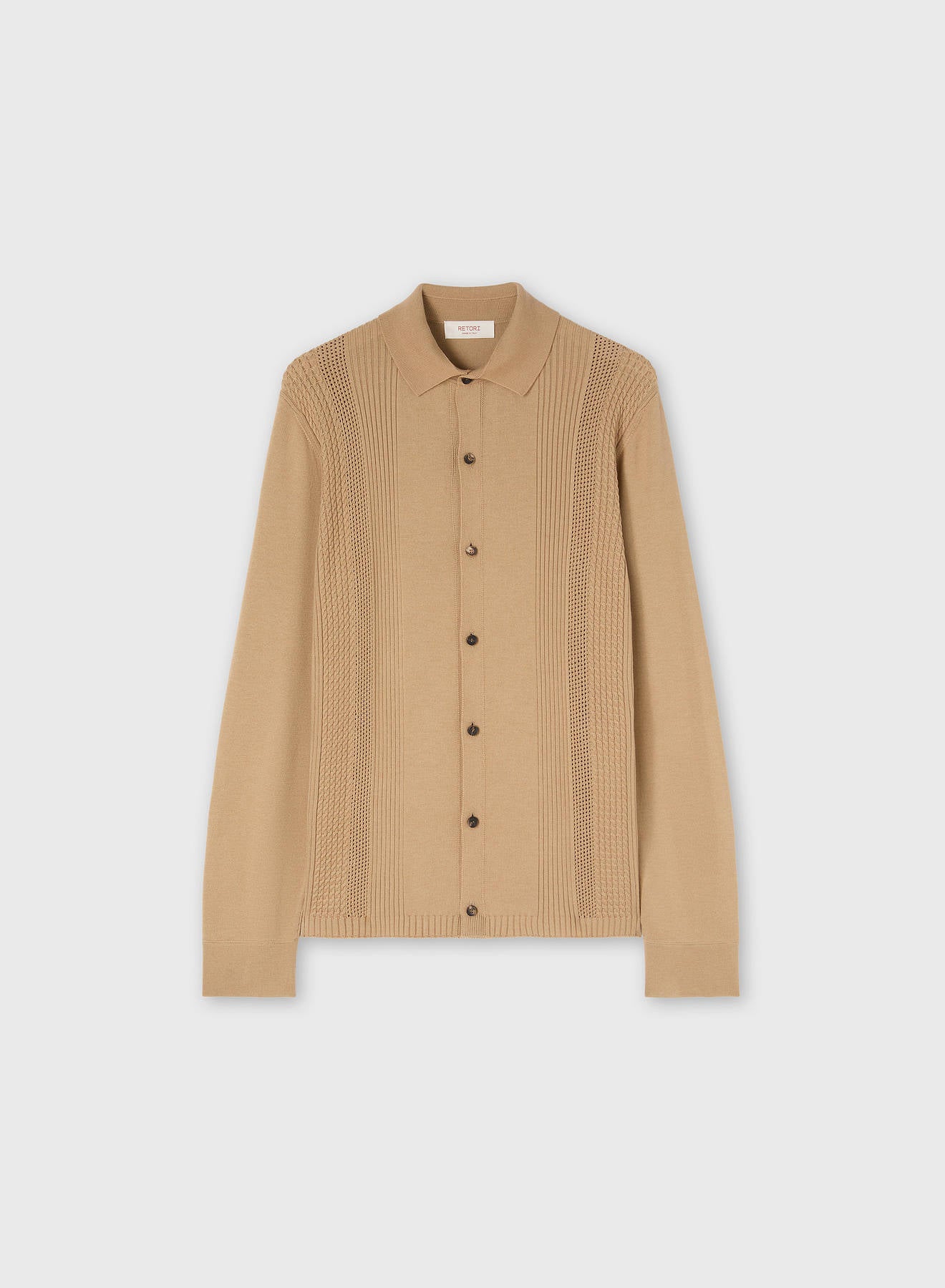 MIX STITCHES KNIT CARDIGAN CAMEL