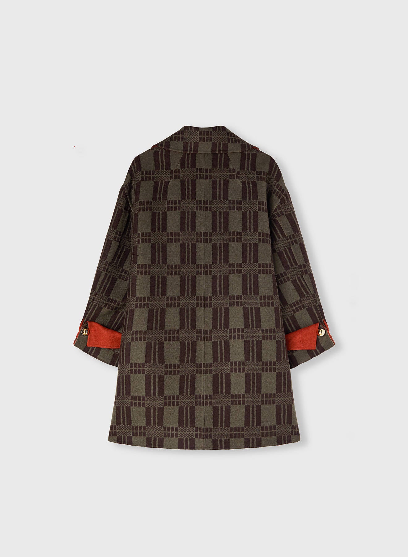 Retori Double Check Jacquard Reversible Outerwear Clay And Military Green - Ready To Wear - Luxury Coats & Jackets for Women - Back