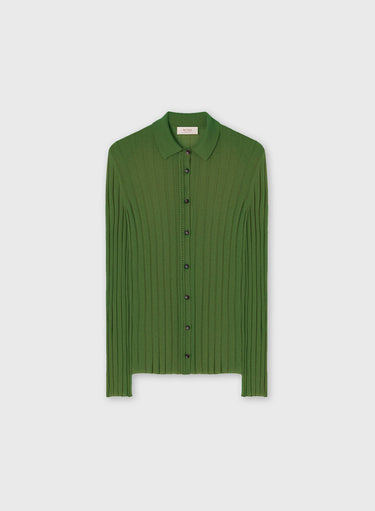 CARDIGAN IN MAGLIA DI CASHMERE LEGGERO A COSTE CON DETTAGLIO UNCINETTO