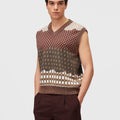 Retori Reversibile Jacquard Vest Amaranto - Knitwear - Luxury Sweaters for Men - Reversed Front