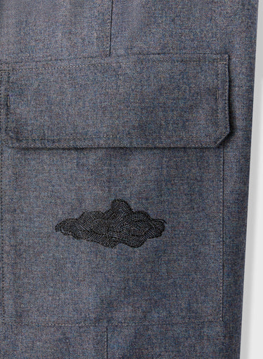 Retori Embroidered Cargo Pants Denim Blu - Ready To Wear - Luxury Cargo Pants for Women