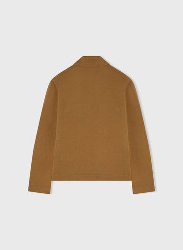 Retori Bicolor Reversible Zip Front Outerwear With Shirt Collar Camel And Natural - Knitwear - Luxury Overshirts for Men
