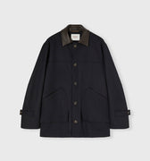 Retori Field Jacket With Leather Details Navy And Camel - Ready To Wear - Luxury Coats & Jackets for Men
