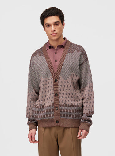 Retori Jacquard Cardigan Amaranto - Knitwear - Luxury Cardigans for Men - Front