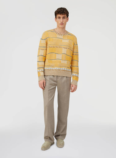 Retori Opposites Dance Crewneck Yellow And Camel - Ready To Wear - Luxury Sweaters for Men