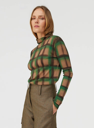 Retori Check Rollneck Green - Ready To Wear - Luxury Sweaters for Women - Side