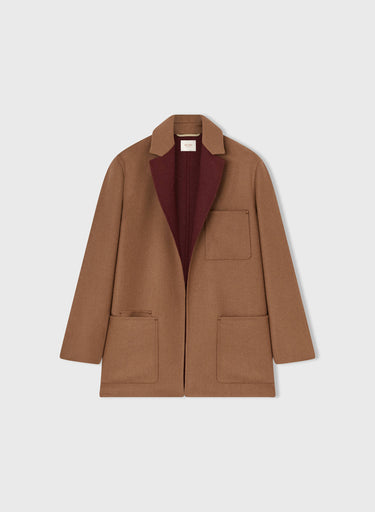 Retori Cardi Blazer With Needle Pin Detail Camel And Amaranto - Ready To Wear - Luxury Coats & Jackets for Women