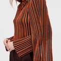 Retori Striped Scarf Crewneck Chocolate And Orange - Knitwear - Luxury Sweaters for Women - Side