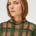 Retori Check Rollneck Green - Ready To Wear - Luxury Sweaters for Women - Detail