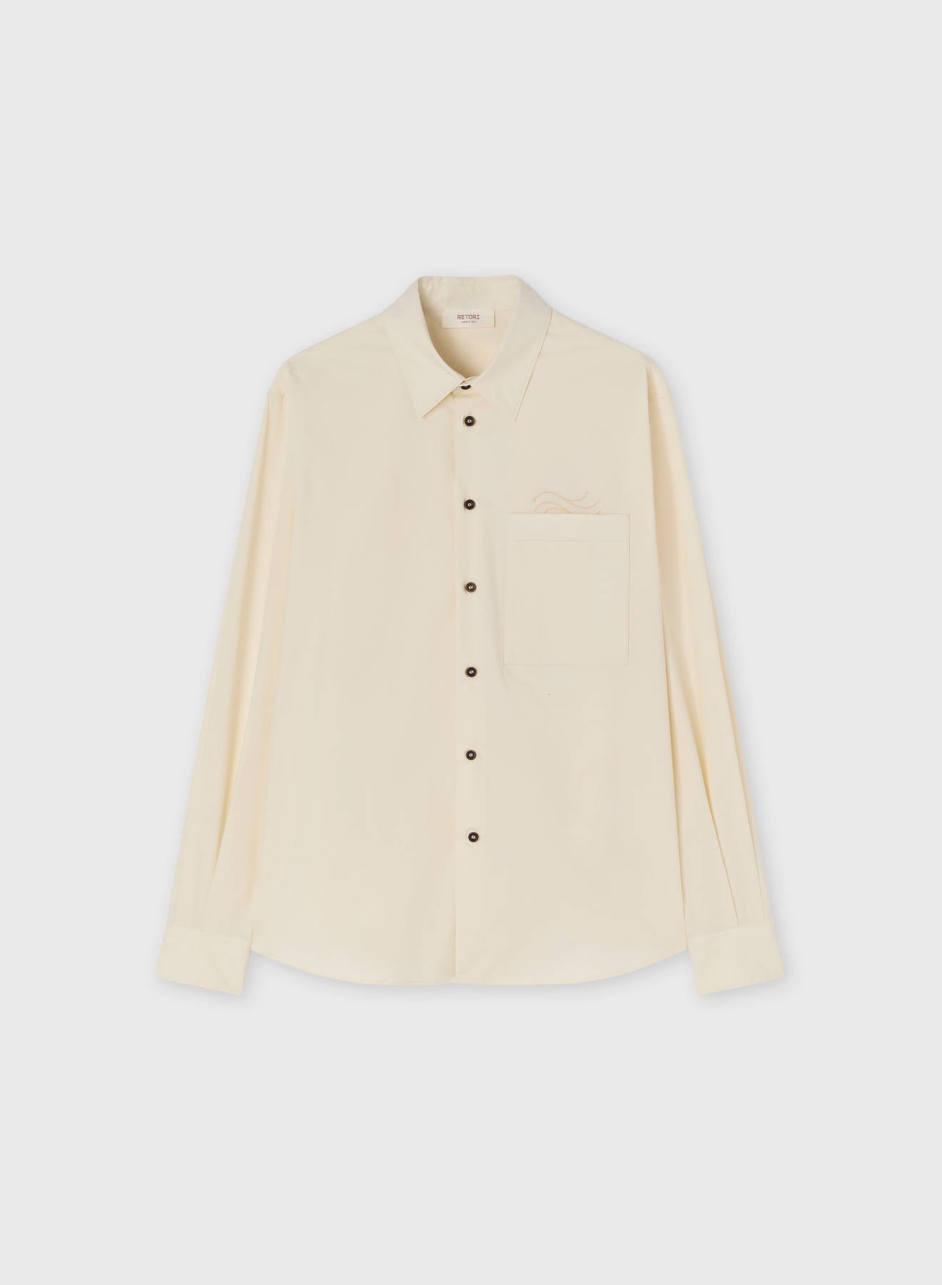 POPELINE COTTON STRETCH SHIRT WITH EMBROIDERY BUTTER