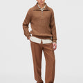 Retori Ribbed Zip Up Mock Neck Clay - Knitwear - Luxury Sweaters for Men and Women - Full Model Man
