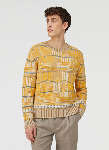 Retori Opposites Dance Crewneck Yellow And Camel - Ready To Wear - Luxury Sweaters for Men