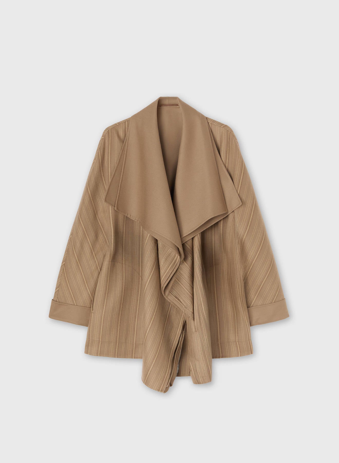 STRIPED DOUBLE WOOL SHAWL COLLAR JACKET SAND, DARK TAUPE, YELLOW