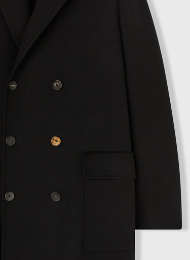 Retori Double Finishing Bicolor Double Breasted Coat With Needle Pin Detail Black - Ready To Wear - Luxury Coats & Jackets for Men