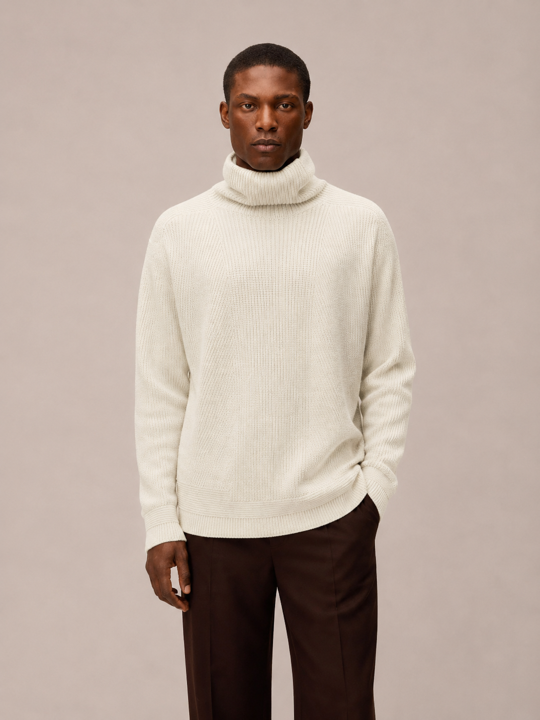 MAGLIONE A COLLO ALTO A COSTE IN CASHMERE