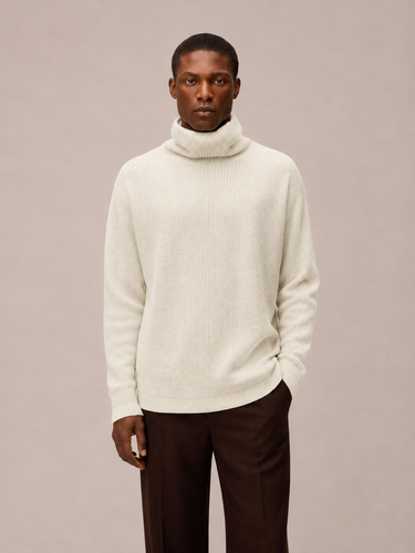 MAGLIONE A COLLO ALTO A COSTE IN CASHMERE