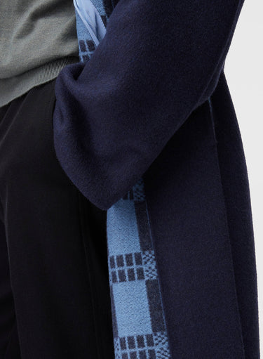 Retori Double Jacquard Coat Navy And Sky - Ready To Wear - Luxury Overcoats for Men - Detail