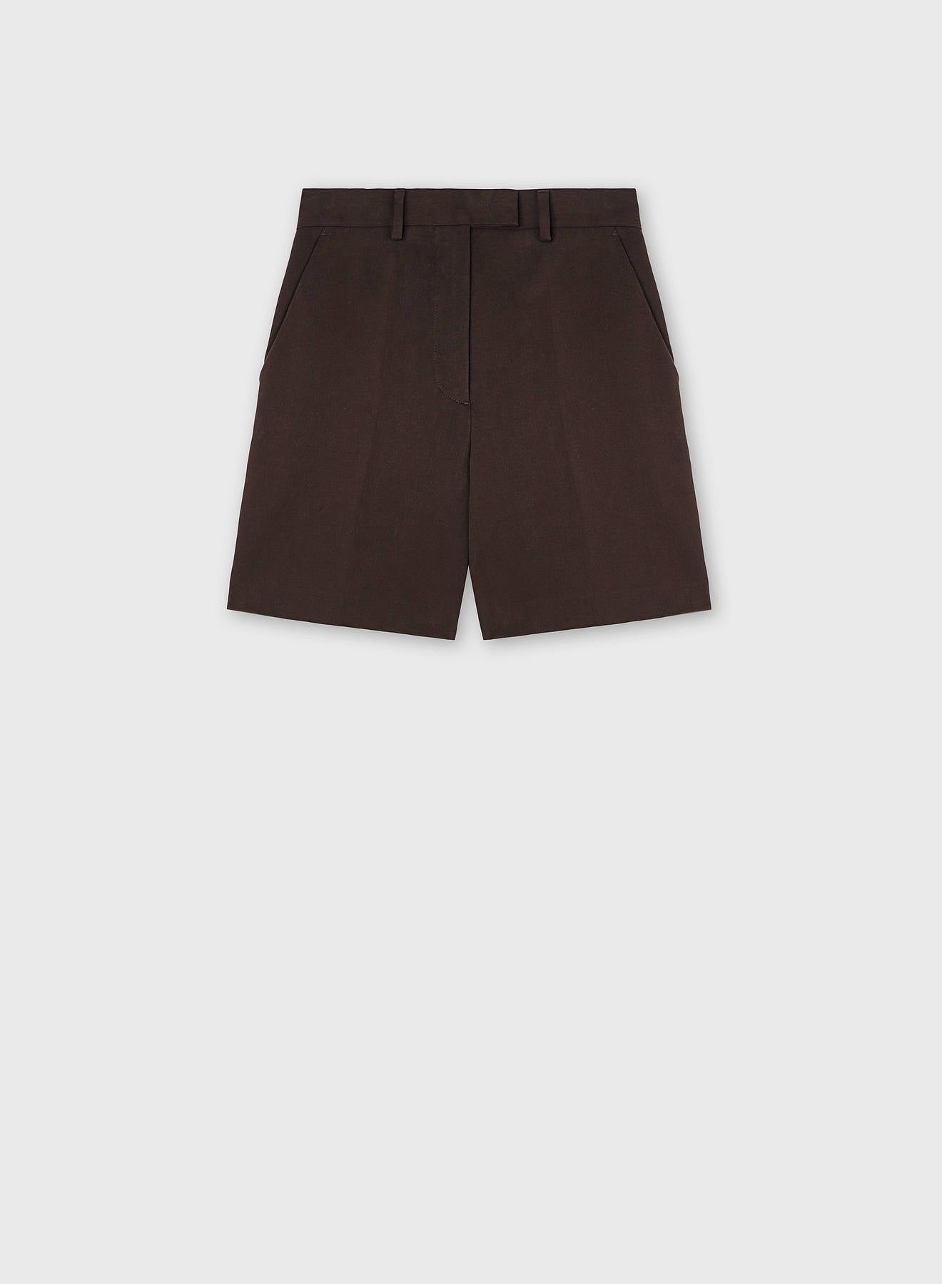 PEACH TOUCH LINEN SHORTS CHOCOLATE