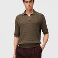 Retori Micro Argyle Polo Military Green - Knitwear - Luxury Polos for Men - Front