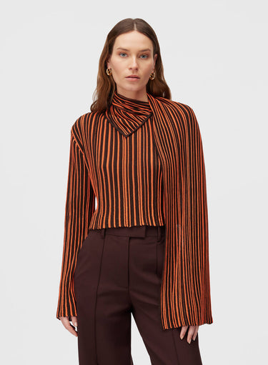 STRIPED SCARF CREWNECK