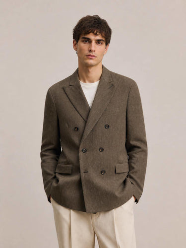 BLAZER DOPPIOPETTO IN MICRO CHEVRON CON REVER A LANCIA