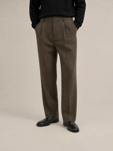 PANTALONI RELAXED CON MOTIVO MICRO-CHEVRON