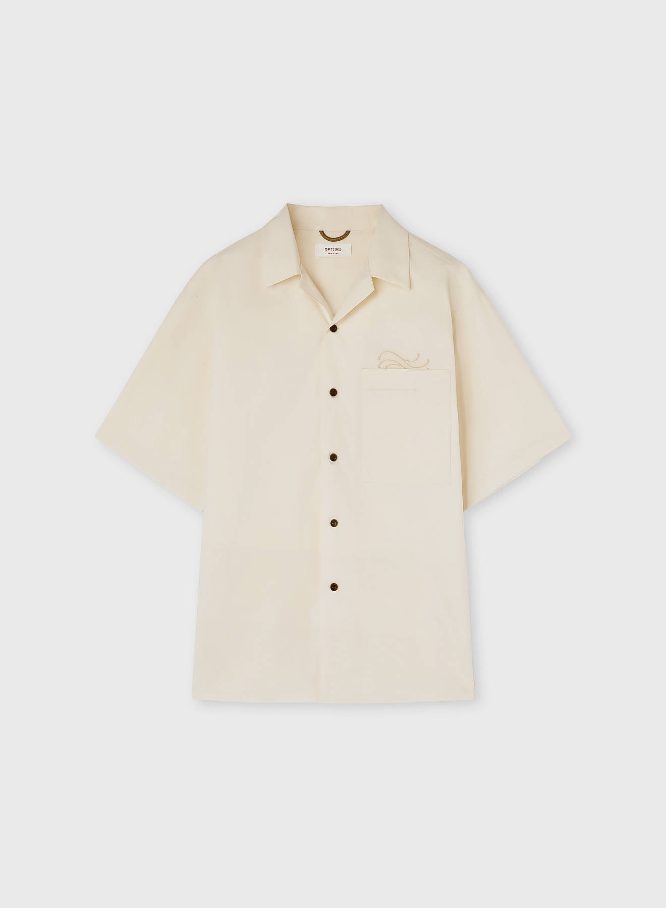 POPELINE COTTON STRETCH SHORT SLEEVES SHIRT WITH EMBROIDERY