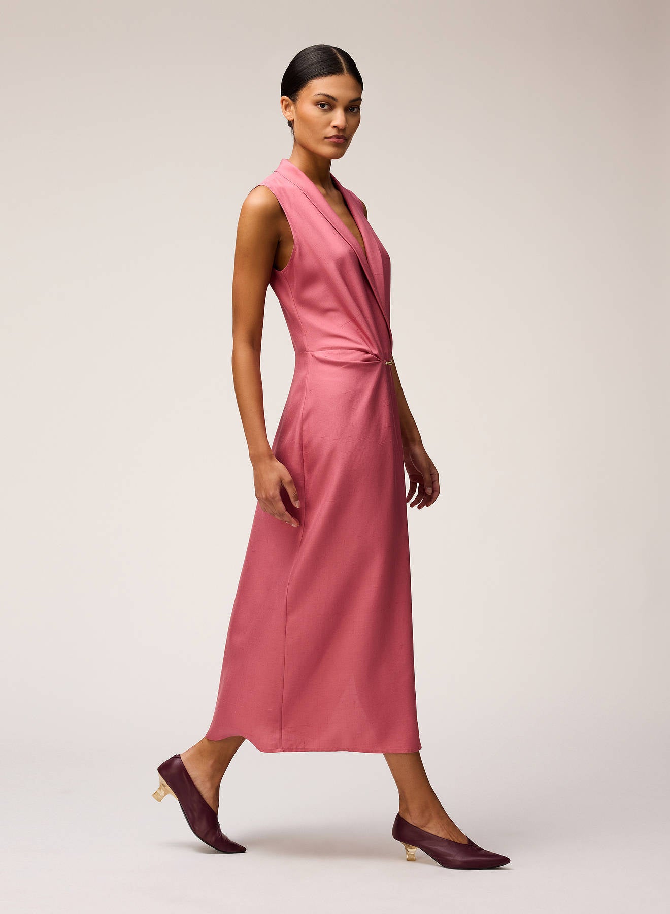 metallic pink wrap dress MISA Misha Braided-Trim Metallic Striped Midi Wrap Dress Pink Size Extra Small