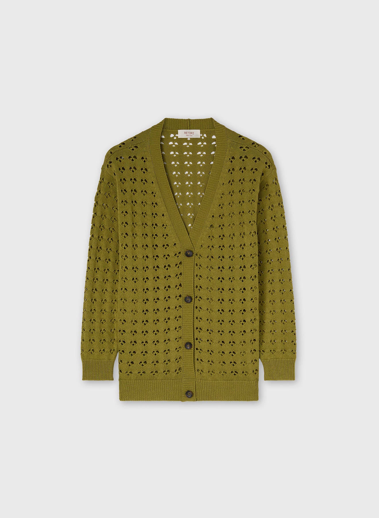 CARDIGAN IN MAGLIA TRAFORATA DI COTONE E SETA