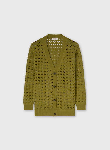 CARDIGAN IN MAGLIA TRAFORATA DI COTONE E SETA