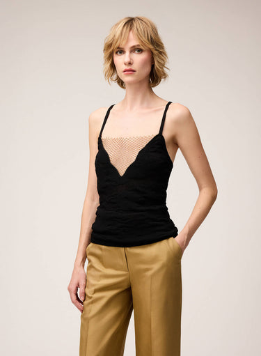 TOP IN MAGLIA JACQUARD CON DETTAGLIO RETE