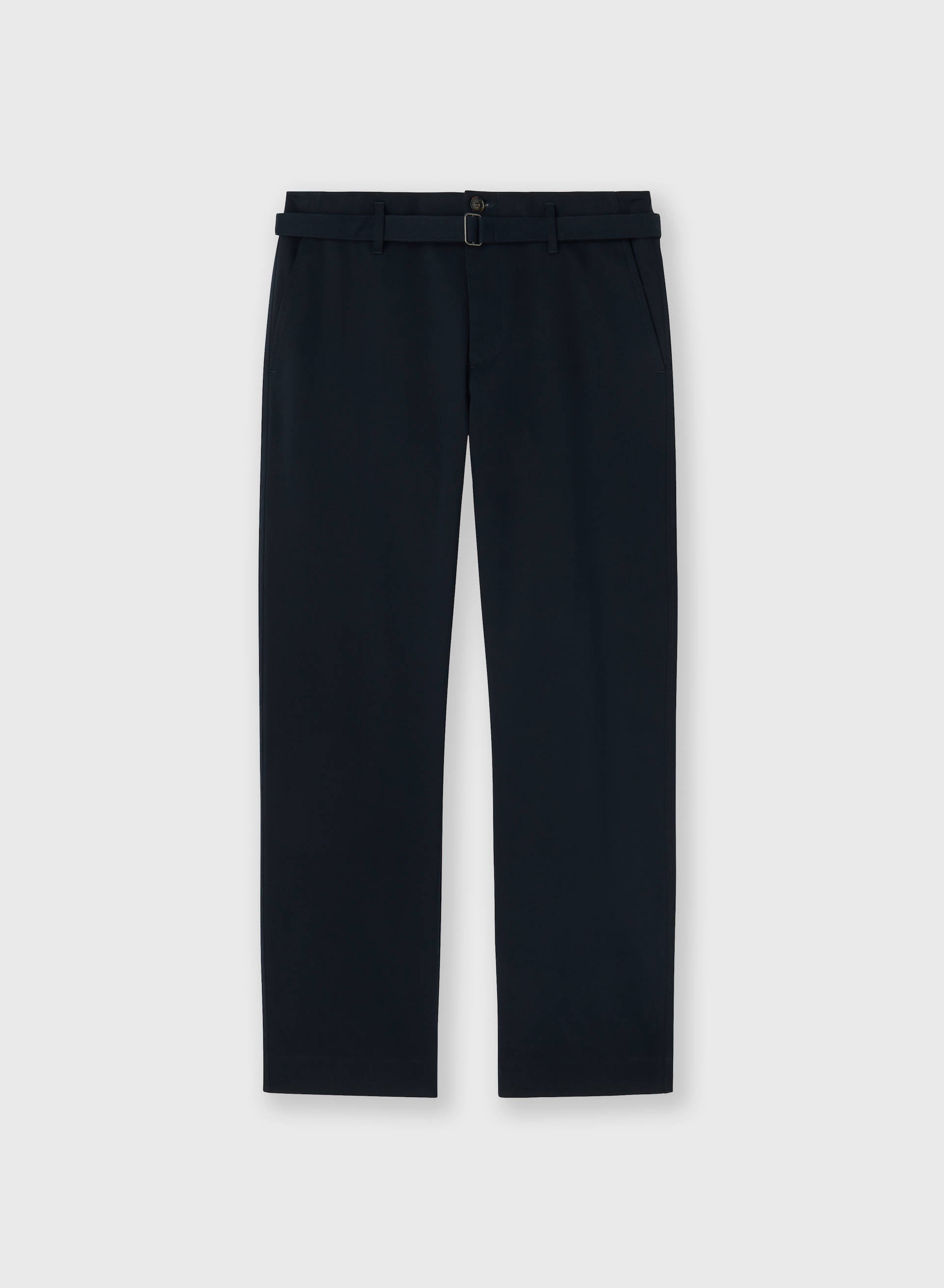 COTTON GABARDINE BELTED PANTS