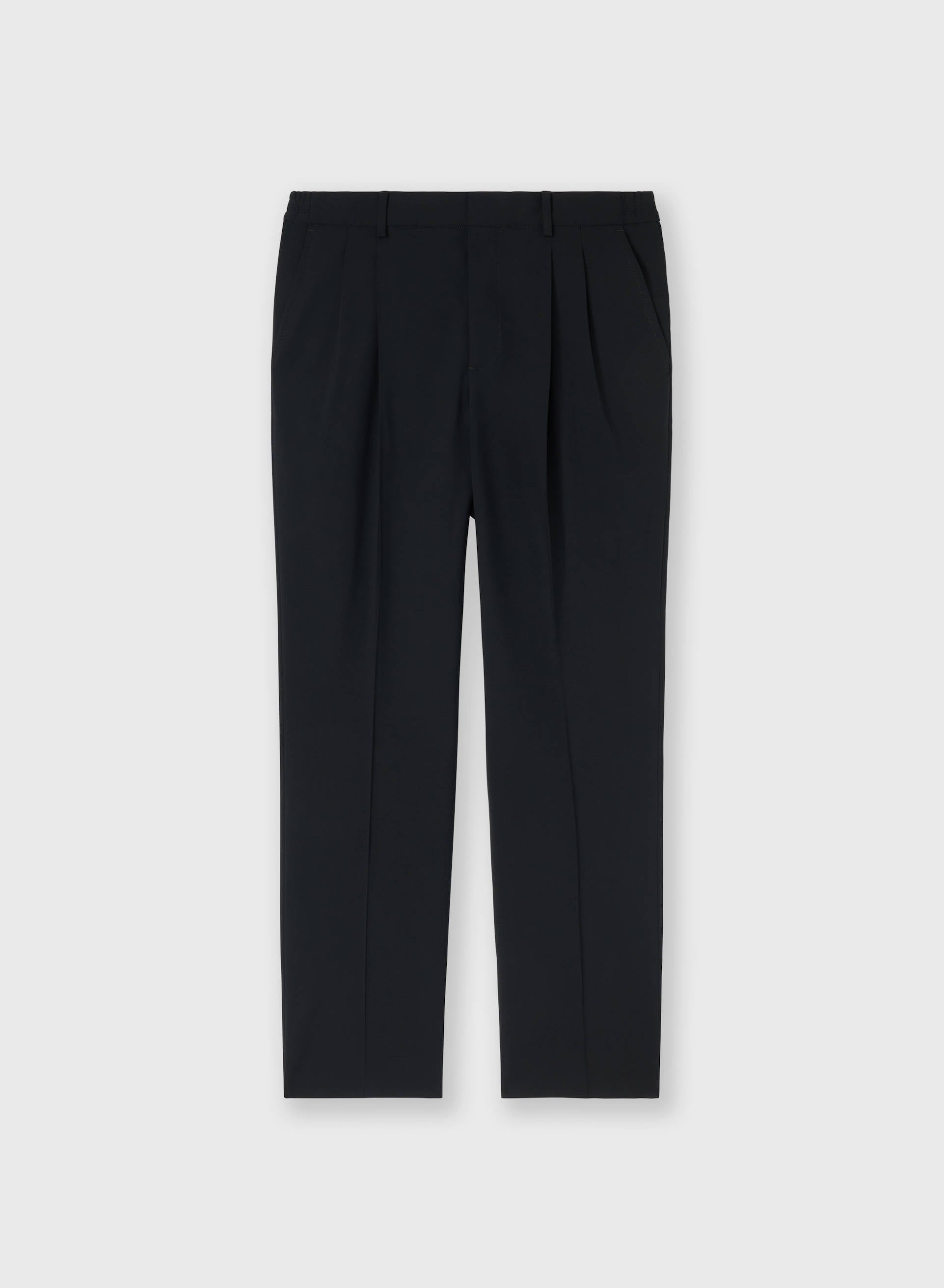 STRETCH WOOL TWO PLEATS PANTS