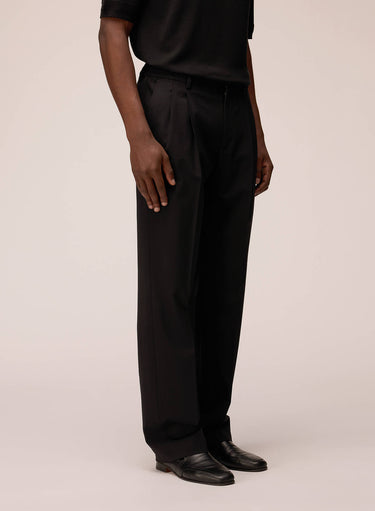 PANTALONI CON DUE PIEGHE IN LANA ELASTICIZZATA