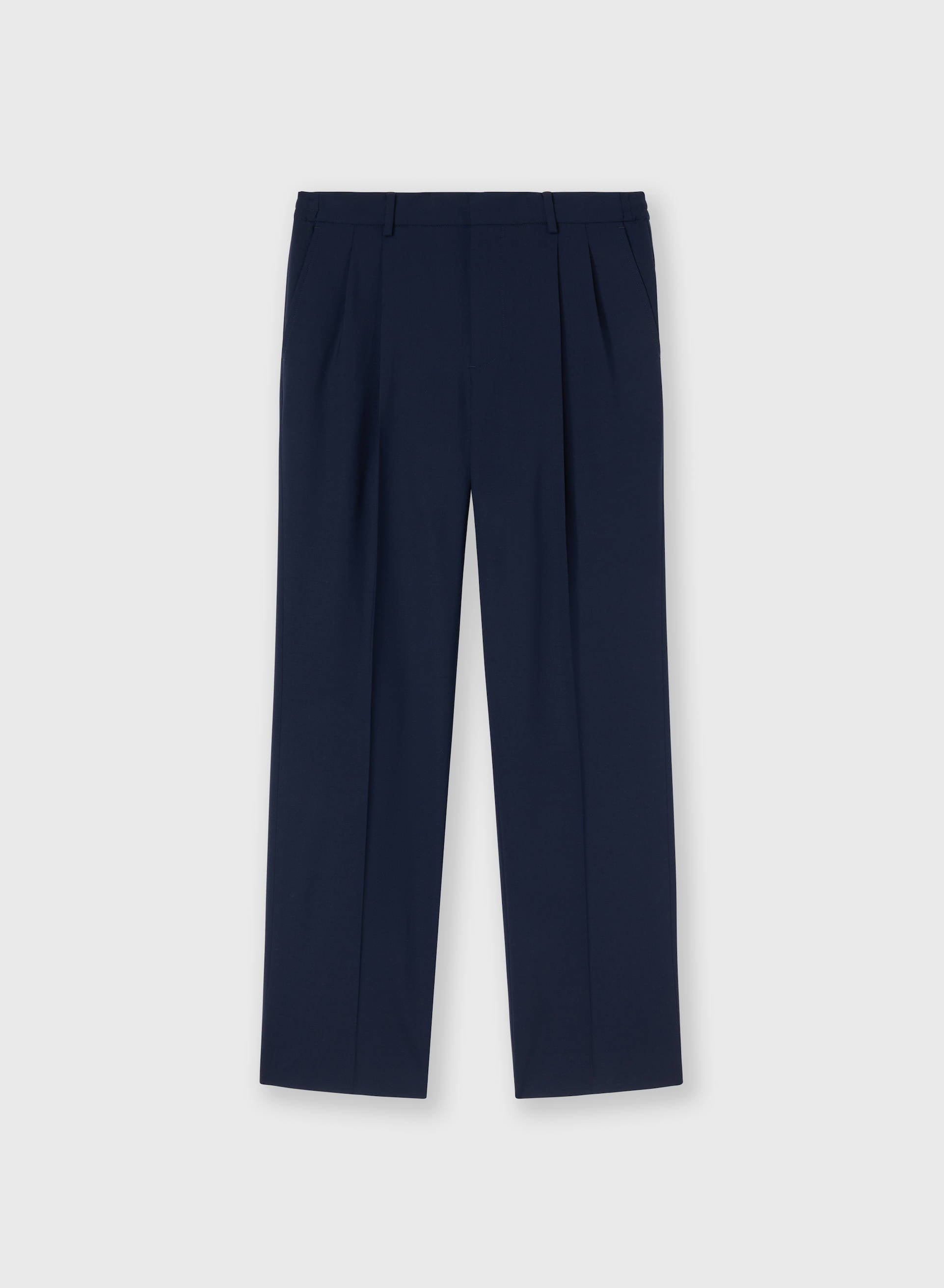 STRETCH WOOL TWO PLEATS PANTS