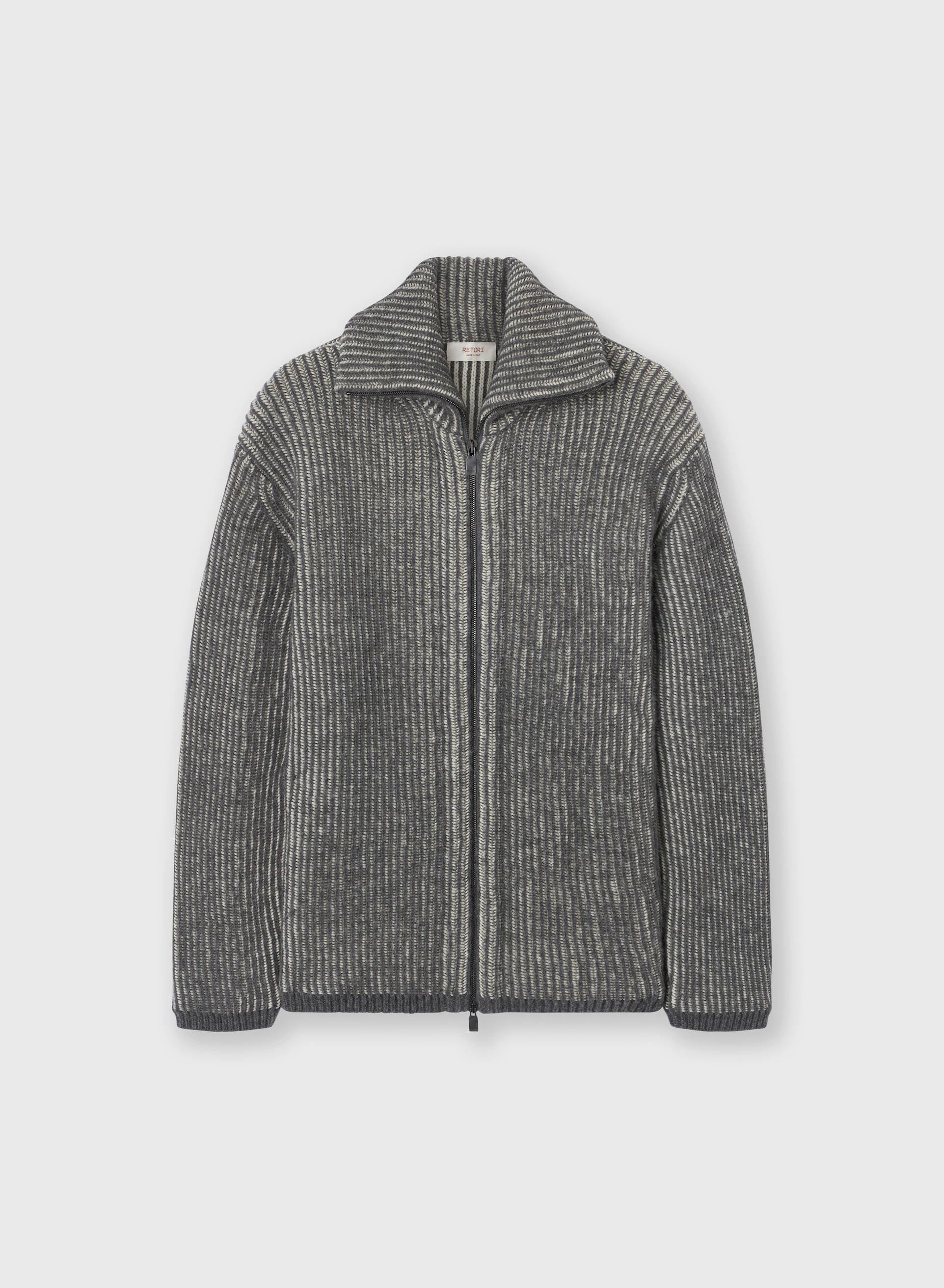 BICOLOR BRUSHED CASHMERE KNIT JACKET