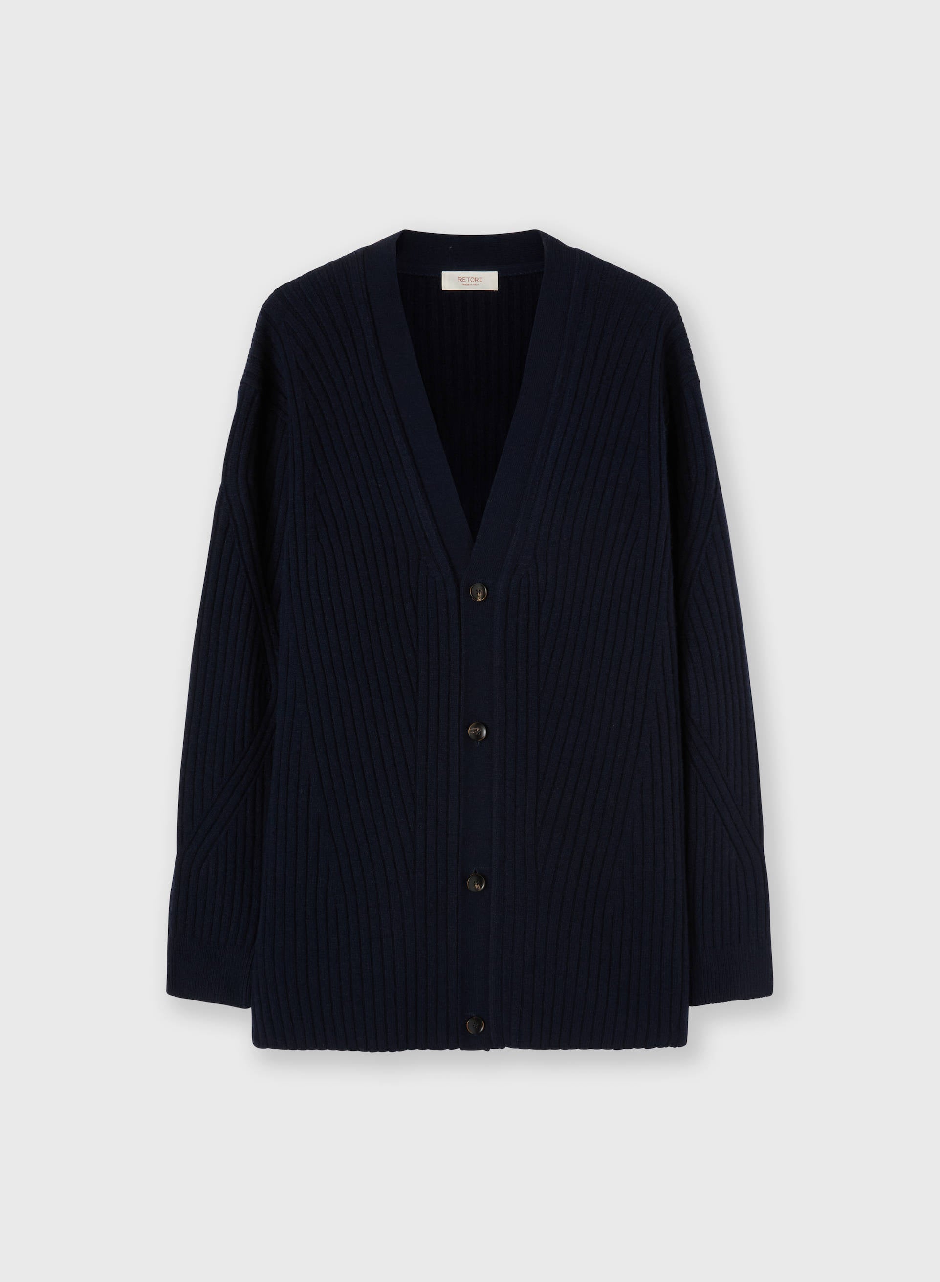 RIBBED KNIT WOOL AND CASHMERE CARDIGAN