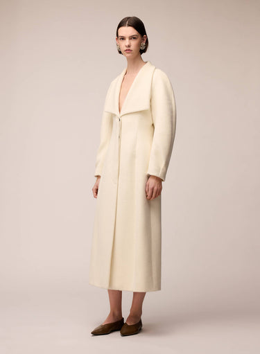 CAPPOTTO A CLESSIDRA IN LANA E LAMA