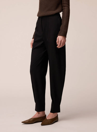 PANTALONI BARREL IN LANA ELASTITICIZZATA