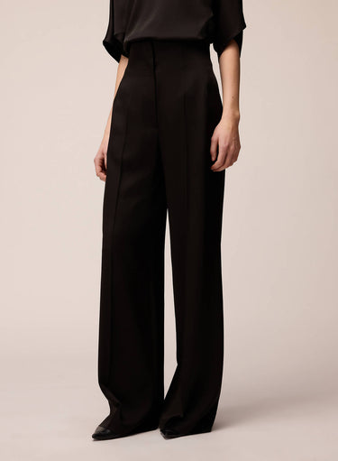 PANTALONI A VITA ALTA IN CADY