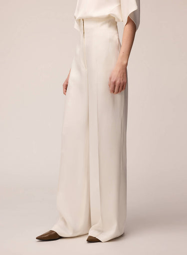 PANTALONI A VITA ALTA IN CADY