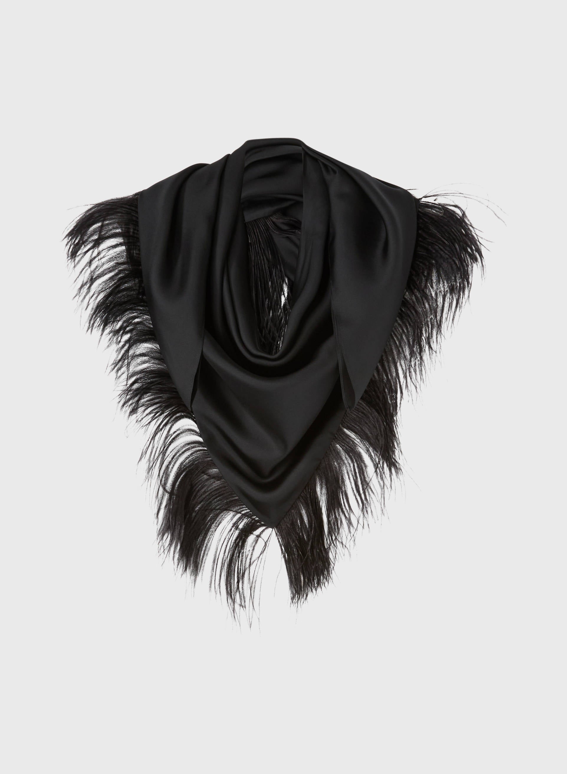 SILK SCARF WITH OSTRICH FEATHERS 113x170 mm