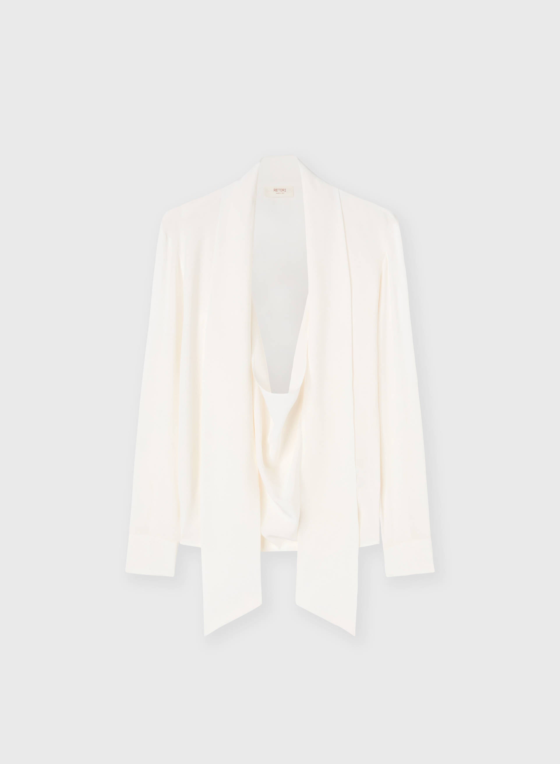 CREPE DE CHINE SCARF DETAIL BLOUSE