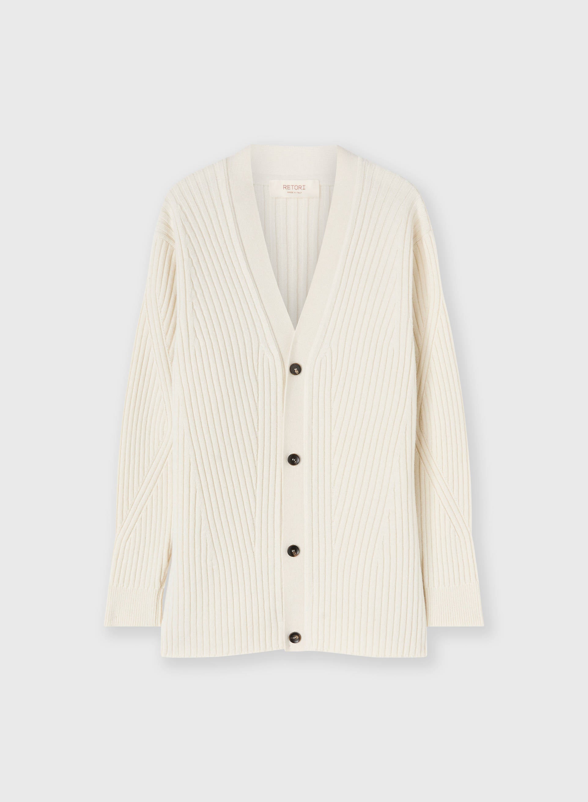 RIBBED KNIT WOOL AND CASHMERE CARDIGAN