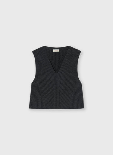 GILET CORTO A COSTE IN LANA E CASHMERE