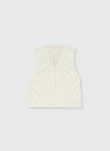 GILET CORTO A COSTE IN LANA E CASHMERE