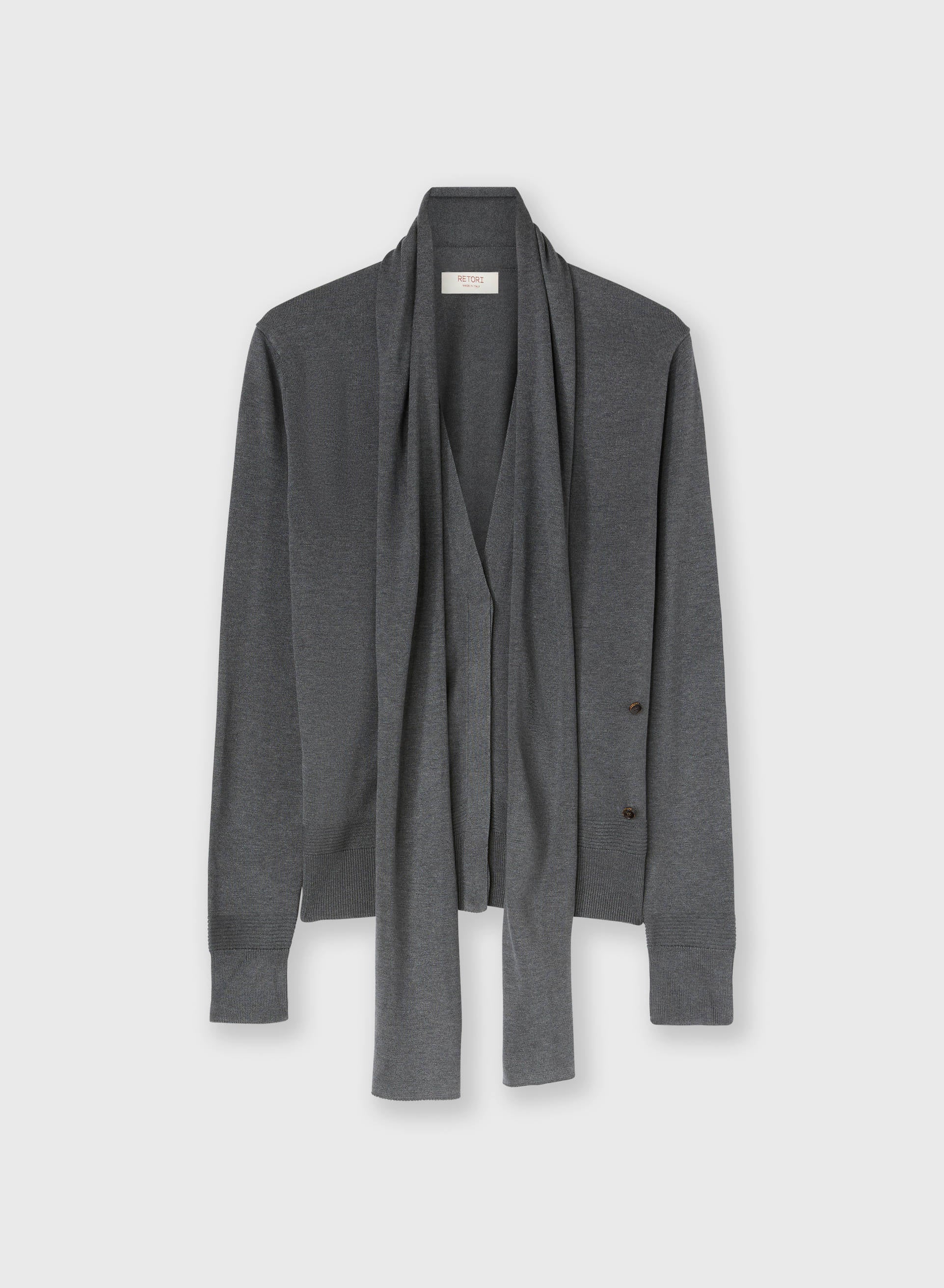 SILK SCARF DETAIL KNIT CARDIGAN