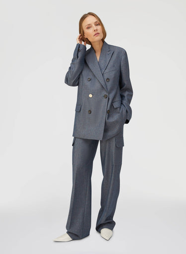 Retori Double Breasted Blazer Denim Blu - Ready To Wear - Luxury Coats & Jackets for Women
